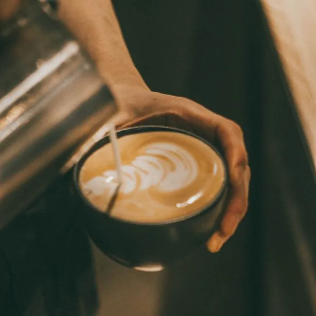 A freshly made coffee with latte art